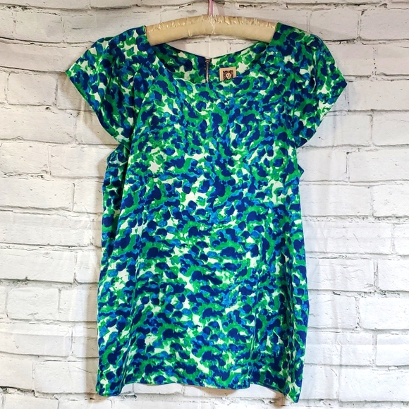 Anne Klein Tops - Anne Klein size large women's boots top blue and green zip